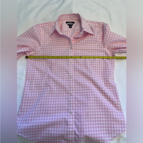 CHAPS Pink White Gingham Button Front Shirt 3/4 Sleeve Casual Office - Picture 6 of 6
